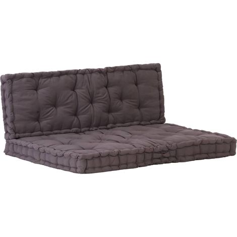 vidaXL Pallet Floor Cushions 2 pcs Cotton Anthracite (48675+48676)