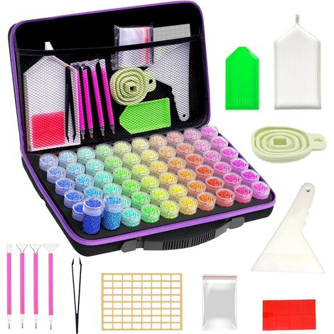 Organiseur résistant à l'eau pour artisans, en EVA de qualité supérieure, avec 60 compartiments et outils, pots antichoc, sac de transport pour la peinture diamant. (1/5)