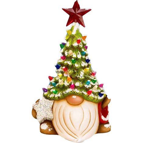 Sapin de Noël de Table Nain en Résine, Décoration Maison Artisanat Statuette Fée Ornements de Fêtes (1/5)