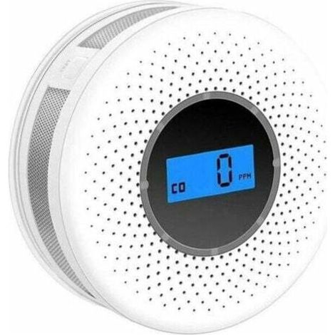 Kombinierter Rauch- und Kohlenmonoxidmelder. Kombinierter Alarm mit akustischem Warnsignal und batteriebetriebener Digitalanzeige. (1/4)
