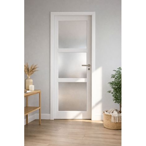 Bloc Porte Kenya Blanc Vitre H204 X L73 Cm Côte Tableau P.gauche,poignee Pomerol Gd Menuiseries