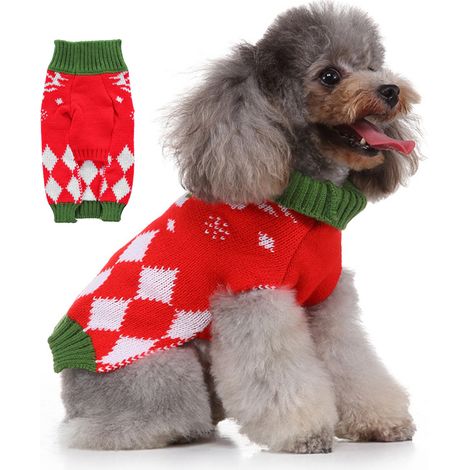 1 pull de Noël pour chien, en laine, taille M à XXL, adapté aussi aux chats, motif festif hivernal (1/5)