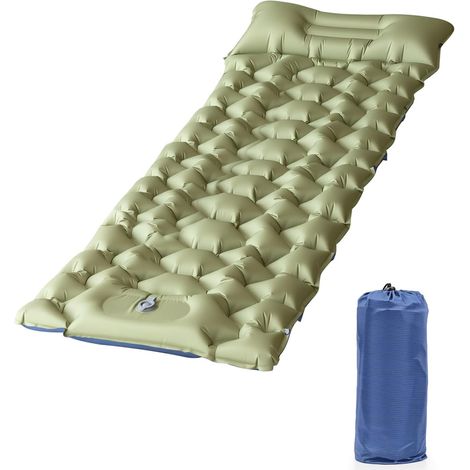 Materassino Matelas de Camping Gonflable Ultraléger, Gonflable Matelas Camping avec Oreiller, Pompe à Pied Intégrée, Camping Matériel Portable pour Plage, Voyage, Randonnée (1/5)