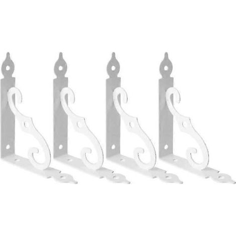 Supports muraux décoratifs, équerre d'angle robuste en L rétro noire et blanche pour étagère, supports métalliques flottants avec vis (4 pièces, blanc) (1/5)