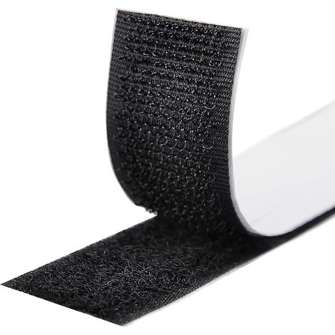 Rubans Adhésifs 5M,Bande Agrippantes Adhésives,Bande Adhésives Ruban Scratch Hook Loop Bande Adhésives Autoadhé pour Tous Les Types D'installations Cadre Photo 16mm (Noir)