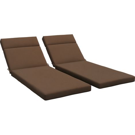 Set mit 2 Sonnenliegenkissen mit Befestigungsgurten für den Garten – NUR KISSEN, 196 cm L x 55 cm B, Braun