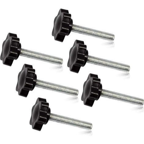 Lot de 6 boutons à vis de serrage M6 x 35 - Forme hexagonale prune - Filetage (1/5)