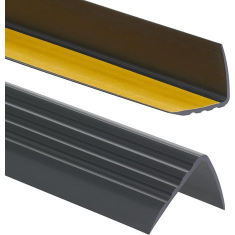 Nez de marche PVC autoadhésif - 1 pièce - Noir antidérapant - Protection bord escalier - Intérieur et extérieur - 110x5x4 cm (1/5)