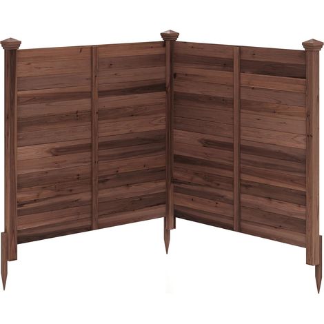 COSTWAY Clôture de Jardin 2 Panneaux, Écran d'Intimité Extérieur en Bois de Sapin avec Piquets de Sol, Clôture Décorative pour Climatiseur Poubelles Équipements de Piscine Patio Cour (Marron) (1/5)