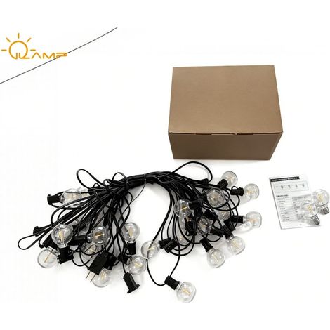 G40 chaîne lumineuse imperméable à l'eau LED plastique boule incassable bulles chaîne lumineuse Camping partie décoration 230v Outdoor Bulb String - 15m 25lights (1/2)