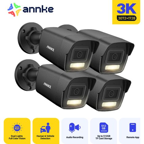 ANNKE PoE 3K Cámara de seguridad exteriores visión nocturna a color, detección movimiento acceso remoto,4pcs (1/5)