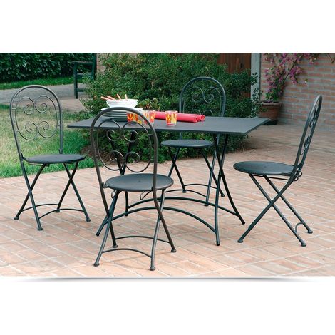 Set pranzo per esterni 4 posti con tavolo e sedie pieghevoli arredo giardino (1/5)
