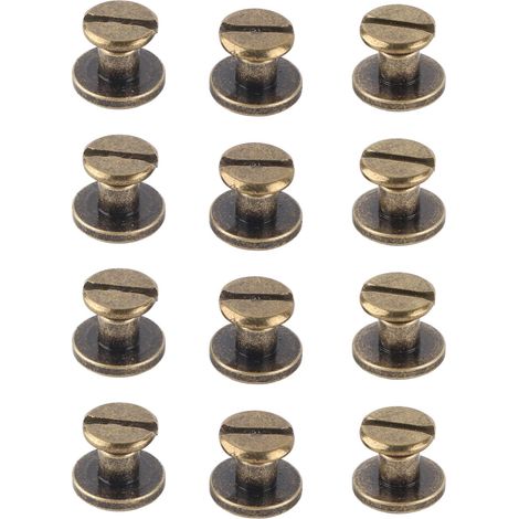 Lot de 20 Ensembles en Laiton à Tête Plate Bouton, Vis Rivets Bronze à Ongles, Bricolage Cuir Artisanal Métal Rivet pour Ceinture Aangle Sac Chaussures Décoration(5mm) (1/5)