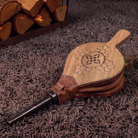 Soufflet Cheminée - Serviteur Poele a Bois - Serviteur Cheminée - Ustensiles Cheminee Bois - Set Cheminee - Soufflet Cheminée - Souffleur de Cheminée - Bois - 43 cm (1/4)