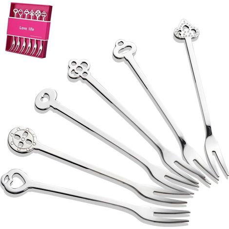 Fourchette Fruits - 4 84 Pouces - Acier Inoxydable 18/8 - Pour Cocktail Dessert Crudités Apéritif - Lot de 6