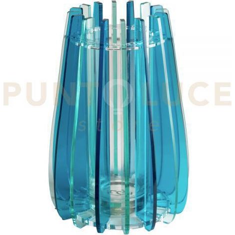 VASO GRANDE IRIDE IN VETRO TRASPARENTE E CRISTALLO ACRILICO COLORE BLU