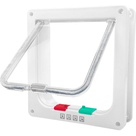 Blanc ABS Acrylique Chatiere pour Chat, Chatières pour Chien Intérieure, Porte Chats Baie Vitrée Coulissante, Portes Chat avec Magnétique à 4 Voies, Cats Gateway, pour Animauxs de Compagnie