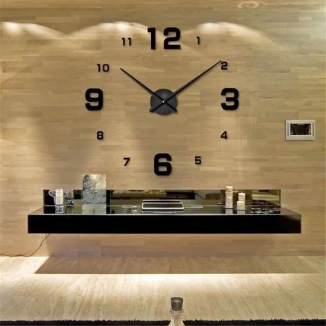 Horloge murale 3D - Moderne et Design - Noir - Alliage - 80 x 80 cm / 100 x 100 cm (1/4)