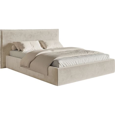 Selsey Softie – Polsterbett 160×200 mit Lattenrost, Velours, beige