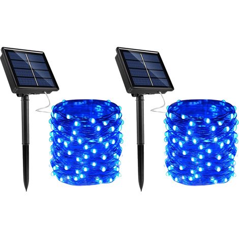 Guirlande Lumineuse Solaire - 200 LED - Fil de Cuivre - 22 m - 8 Modes - Étanche IP44 - Pour Décoration Extérieure Jardin Patio Arbre de Noël - 2 Pièces