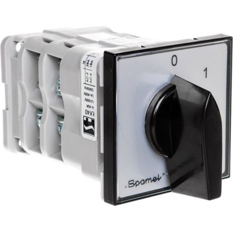 Interruttore a camme da 40 A, interruttore di circuito 0-1-2-3, montaggio a pannello, frontale grigio, manopola nera ŁK40-2.8445P03