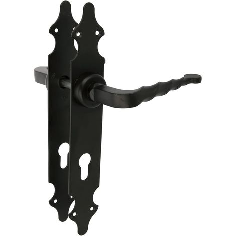 AMIG Poignées sur plaque à cylindre 101PB 280 x 44 mm Plaque d'acier, Poignée zamak Noir (1/5)