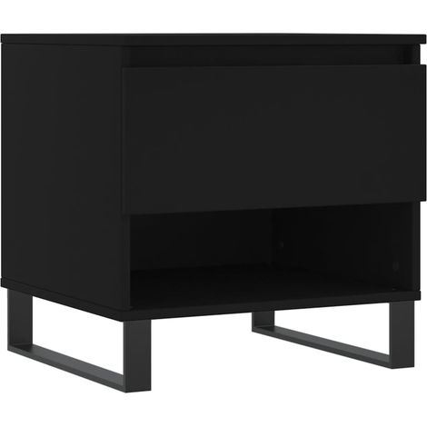 Mesa de centro con cajón, diseño moderno y contemporáneo, 50 x 46 x 50 cm, madera de ingeniería negra y metal DEC039657