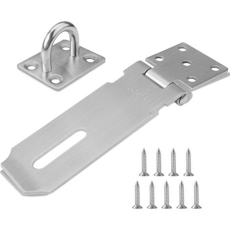 Stainless Steel Door Latch,4 Pouces Loquet de 304 Porte en Acier Inoxydable,Porte Fermoir Verrou de Porte Moraillon Loquet de Cadenas Agrafe pour Armoires (1/5)