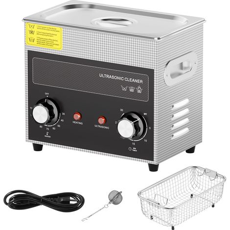 Nettoyeur Ultrasonique 3L avec Chauffage et Minuterie, Machine de Nettoyage à Cavitation Sonique 120W pour Montres, Lunettes, Pièces Métalliques (1/5)