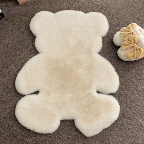 Tapis doux en peluche en forme d'ours - Tapis de sol antidérapant pour chambre, chambre d'enfant ou entrée - Confortable et doux pour la peau (80 x 60 cm) - Cadeau idéal pour les enfants et la décorat (1/4)