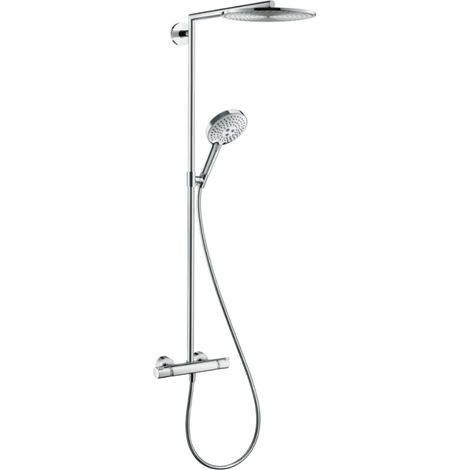 Colonne de douche thermostatique HANSGROHE Raindance S 300 chromé + tablette AddStoris