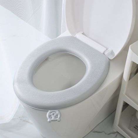 Coussin De Siège De Toilette - EVA Étanche - Universel Pour WC Standard - Auto-Adhésif - 41,5 x 38 cm - Gris - 1 Pièce (1/5)