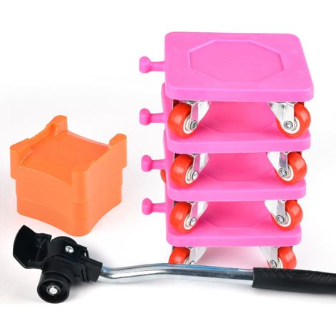 Nouvel accessoire de déménagement, dispositif de déménagement, ensemble de cinq pièces pour objets lourds, outil de déménagement pratique, outil de déménagement (roue universelle à 8 pièces [rouge ros (1/5)