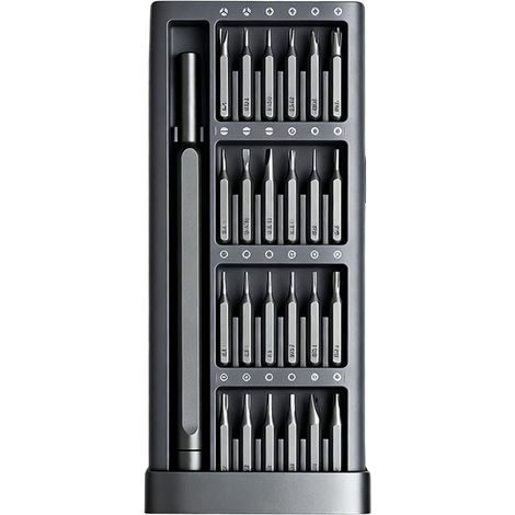 Kit Tournevis de Precision 25 en 1 avec Manche en Alliage d'Aluminium, Mini Tournevis et Cruciforme pour Reparation de Lunettes, Montres, PC, Ordinateur Portable, Smartphone et Electronique (1/5)