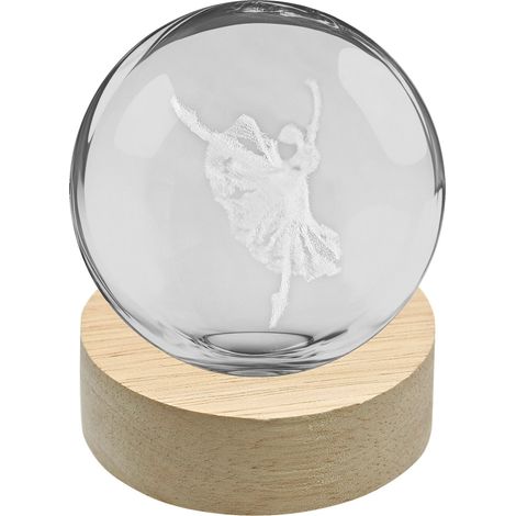 Linea Due Elle Lumetto a Sfera Ballerina con Base in Legno D 6 cm H 8 Cm Bomboniera – Lampada Decorativa Elegante