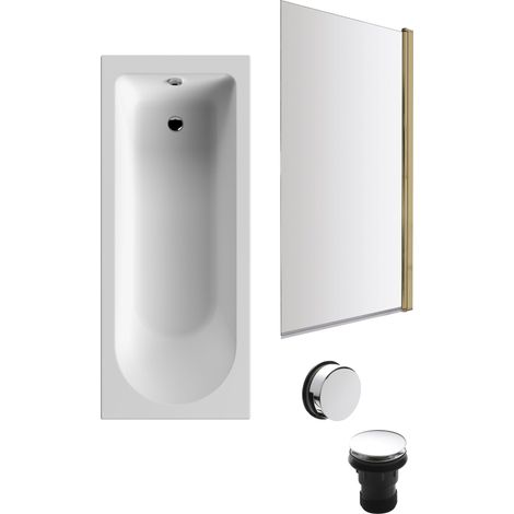 Round Single Ended 1700x700 Bath Set – Front Bath Panel & Brushed Brass Screen & Chrome Waste