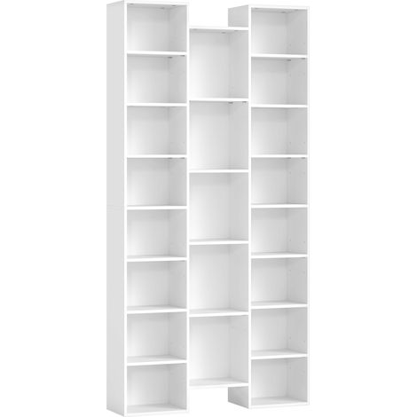 Libreria Moderna 89,5x23,5x181 cm con 21 Scomparti e 10 Ripiani Regolabili in Legno Bianco (1/5)