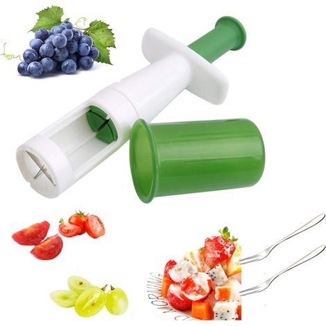 SHINING HOUSE Nuevo cortador de uvas, triturador de frutas y verduras, multifuncional, accesorio de cocina para alimentos para bebés, cortador creativo de frutas y tomates cherry, 17 cm (1/5)