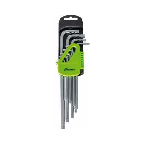 Ribitech – Lot de 9 clés mâle Torx de sécurité avec trou – Acier forgé chromé vanadium – Longues – Étui de rangement inclus – Pour vis Torx de sécurité