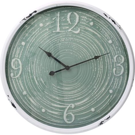 Orologio in metallo bordo bianco verde cm Ø48x6