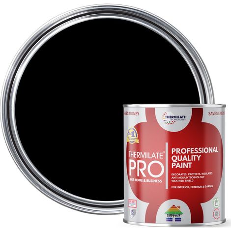 Thermilate PRO FLEX Interior & Exterior Paint - Multi-Surface Paint & Primer - All-in-One - Black - 1L - Satin