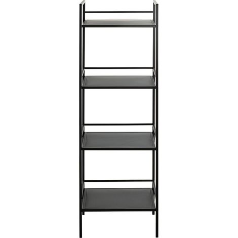 Pegane – Etagère en métal noir 40x30x128 cm – Rangement élégant et durable – Tube d'acier peint par poudrage – 7 kg (1/4)