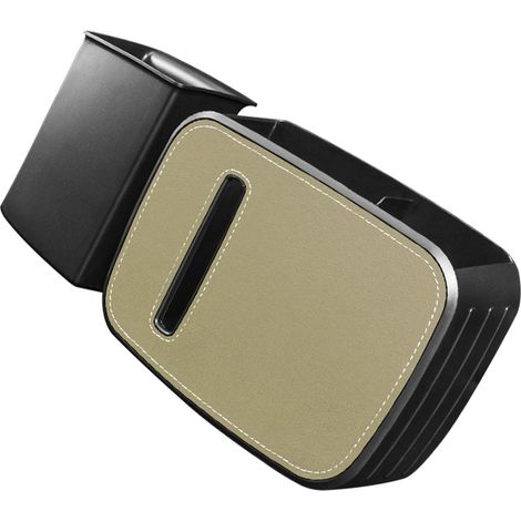 Poubelle de voiture amovible pour sièges arrière, à suspendre à l'arrière, beige (1/5)