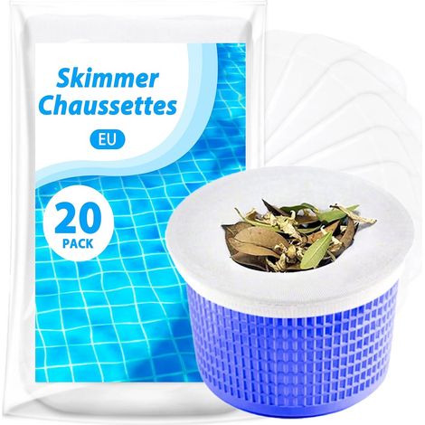Chaussette Skimmer Piscine 20 Pièce, Chaussette Skimmer Lavable & Réutilisable pour Panier Skimmer, Prefiltre Skimmer Piscine Nylon Élastique, (Convient aux Filtres de 7 à 19 cm) (1/5)