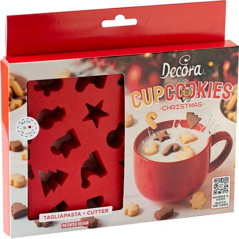 Decora, 0255235, Placca Tagliapasta Mini Milk CupCookies, ideale per realizzare 22 mini biscotti natalizi, da affondare nel latte per rendere unica la colazione di Natale. (1/5)