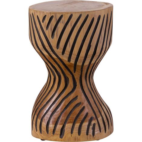 Tabouret en racine de teck naturel brun et noir UNIKA 101 (1/4)