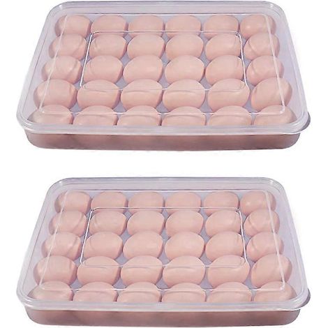 Eierkarton, Eieraufbewahrungsschale „Mimosa“ mit Deckel, für 60 Eier – Kunststoff, stapelbar und tragbar, 2er-Set (1/5)