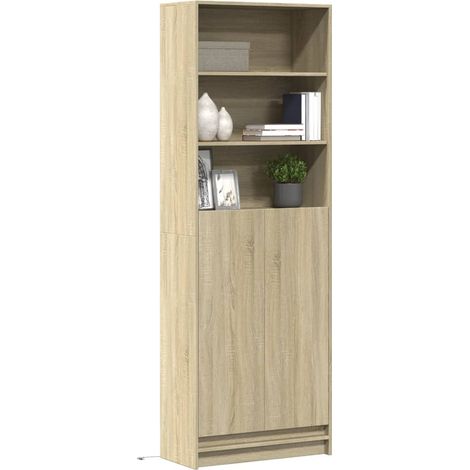 Highboard mit LED-Beleuchtung Sonoma-Eiche 69x32,5x200 cm (1/5)