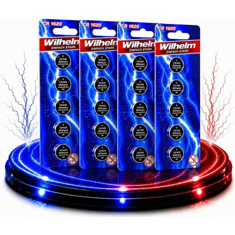 Lot de 20 piles bouton au lithium CR1620 CR 1620 3 V 70 mAh Ø 16 x 2 mm DL1620, 6620 (1/5)
