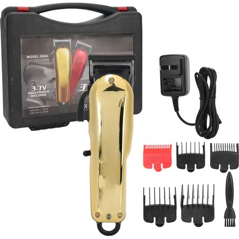 Tondeuse à cheveux rechargeable électrique pour homme, tondeuse de précision sculptante, outil de coupe capillaire, prise US 100‑240V, or (1/5)